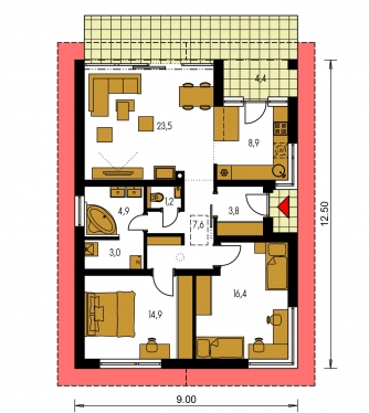 Plan de sol du rez-de-chaussée - BUNGALOW 162
